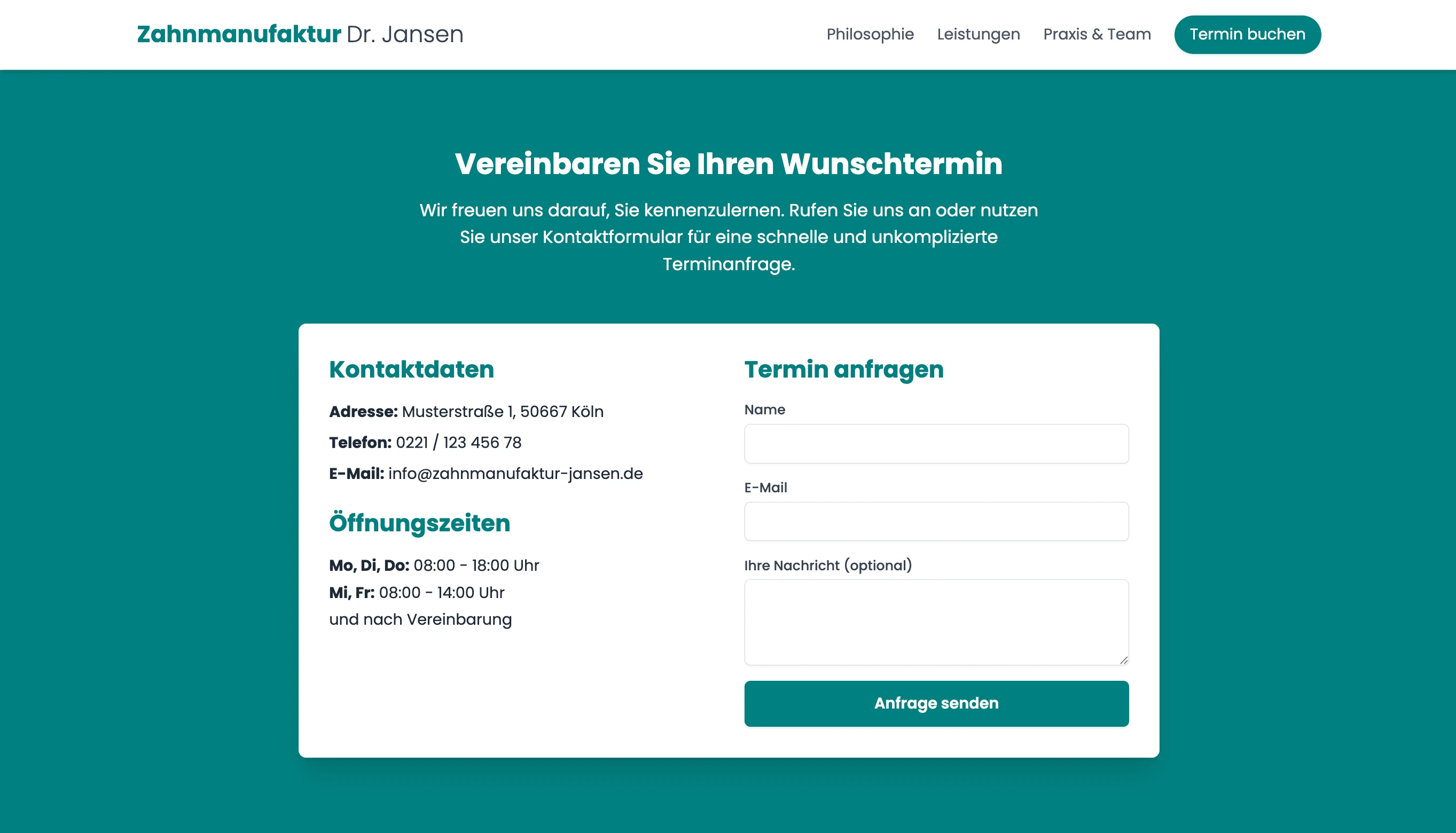 Beispiel für eine Praxis-Leistungsseite